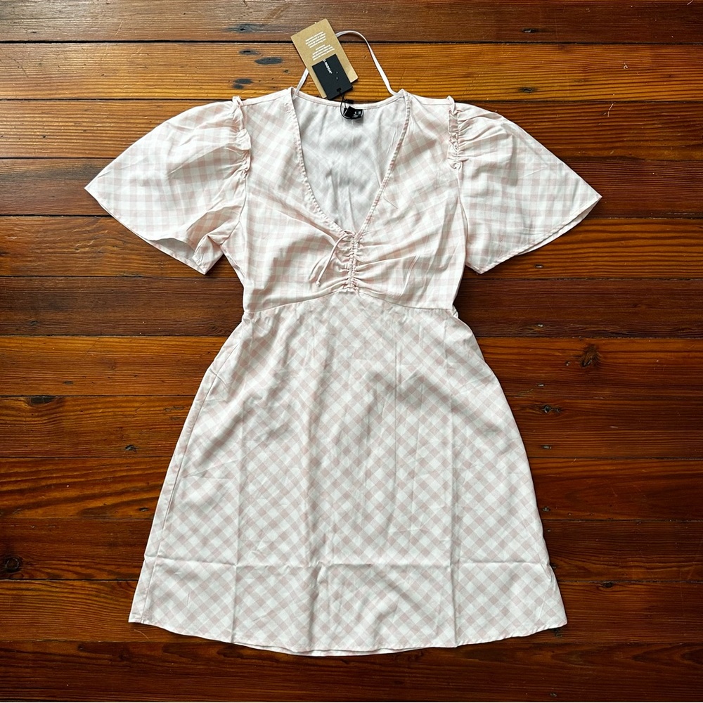 NWT Vero Moda sheer picnic dress in Birch/Sepia Rose XS